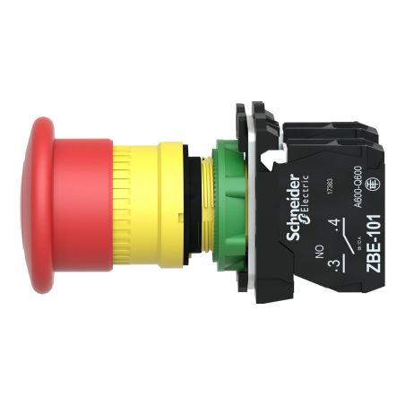 XB5AT845 Schneider - Harmony XB5 - Bouton arrêt urgence - Ø40 - pousser tirer - 1NO+1NF