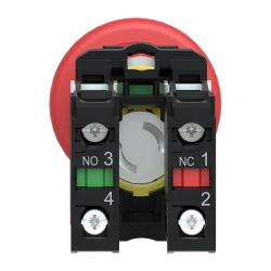 XB5AT845 Schneider - Harmony XB5 - Bouton arrêt urgence - Ø40 - pousser tirer - 1NO+1NF