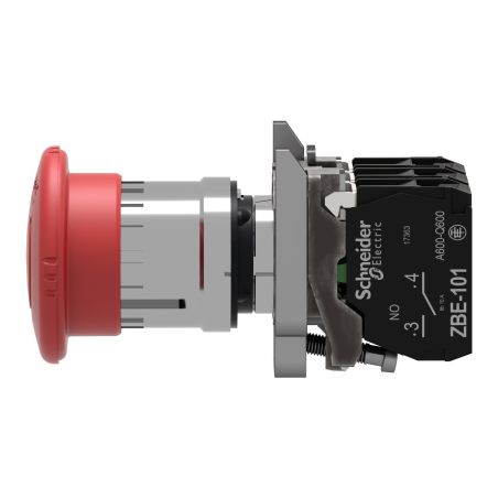 XB4BS84441 Schneider - Harmony XB4 - Bouton arrêt urgence - Ø40 - pousser tourner - 1NO+2NF