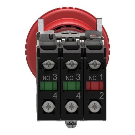 XB4BS84441 Schneider - Harmony XB4 - Bouton arrêt urgence - Ø40 - pousser tourner - 1NO+2NF