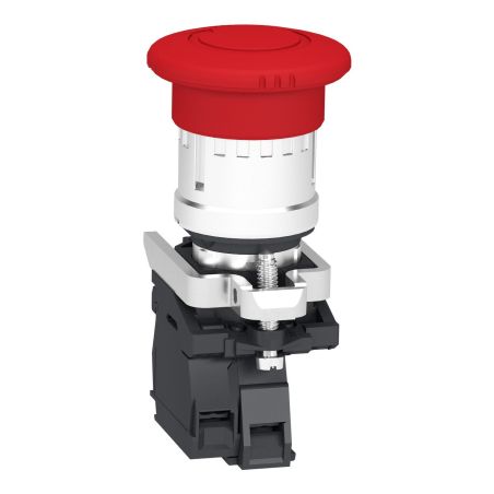 XB4BS84462 Schneider - Harmony XB4 - Bouton arrêt urgence - Ø40 - pousser tourner - 1NF+1NF - avec surveillance