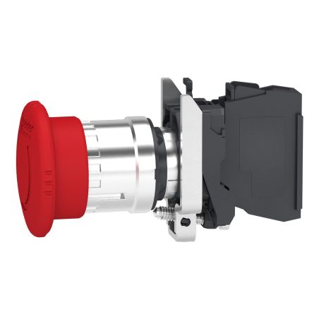 XB4BS84462 Schneider - Harmony XB4 - Bouton arrêt urgence - Ø40 - pousser tourner - 1NF+1NF - avec surveillance