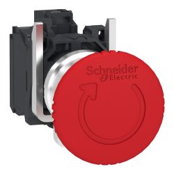 XB4BS84462 Schneider - Harmony XB4 - Bouton arrêt urgence - Ø40 - pousser tourner - 1NF+1NF - avec surveillance