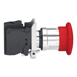 XB4BS84462 Schneider - Harmony XB4 - Bouton arrêt urgence - Ø40 - pousser tourner - 1NF+1NF - avec surveillance