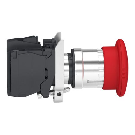 XB4BS84462 Schneider - Harmony XB4 - Bouton arrêt urgence - Ø40 - pousser tourner - 1NF+1NF - avec surveillance