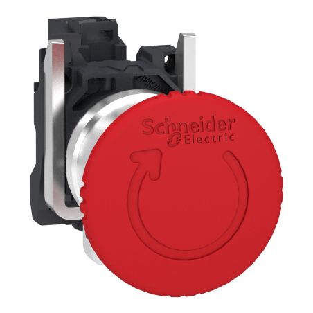 XB4BS8446 Schneider - Harmony XB4 - Bouton arrêt urgence - Ø40 - pousser tourner - 1NF - avec surveillance