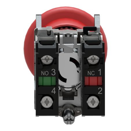 XB4BT845 Schneider - Harmony XB4 - Bouton arrêt urgence - Ø40 - pousser tirer- 1NO+1NF