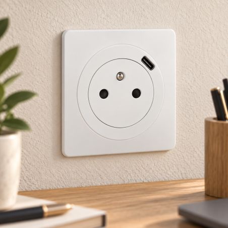 600341 Legrand - Dooxie Prise de courant 2P+T Surface 16A avec prise USB Type-C - Blanc