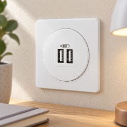 600345 Legrand - Dooxie Chargeur double USB Type-C 3A 15W - Blanc