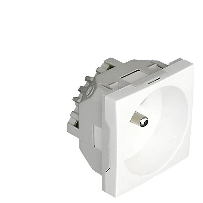 45112SBR Prise 2P+T 230V - Format 45x45 à clippage direct sur goulotte - À vis - Blanc - inclinée - Efapel