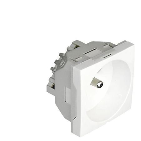 45112SBR Prise 2P+T 230V - Format 45x45 à clippage direct sur goulotte - À vis - Blanc - inclinée - Efapel