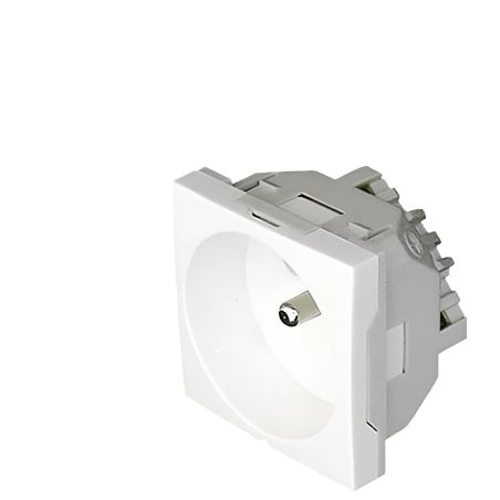 45112SBR Prise 2P+T 230V - Format 45x45 à clippage direct sur goulotte - À vis - Blanc - inclinée - Efapel