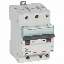 406894 Disjoncteur triphasé 25A - 3P Courbe C - 4,5/6kA - À vis - Legrand DX3