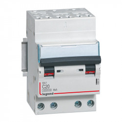 406920 Disjoncteur tétrapolaire 20A - 4P Courbe C - 4,5/6kA - Automatique et vis - Legrand DX3