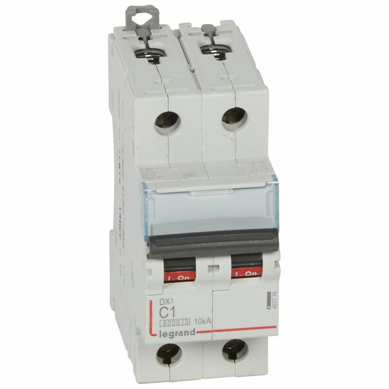 407776 Disjoncteur bipolaire 1A - 2P Courbe C - 6/10kA - À vis - Legrand DX3