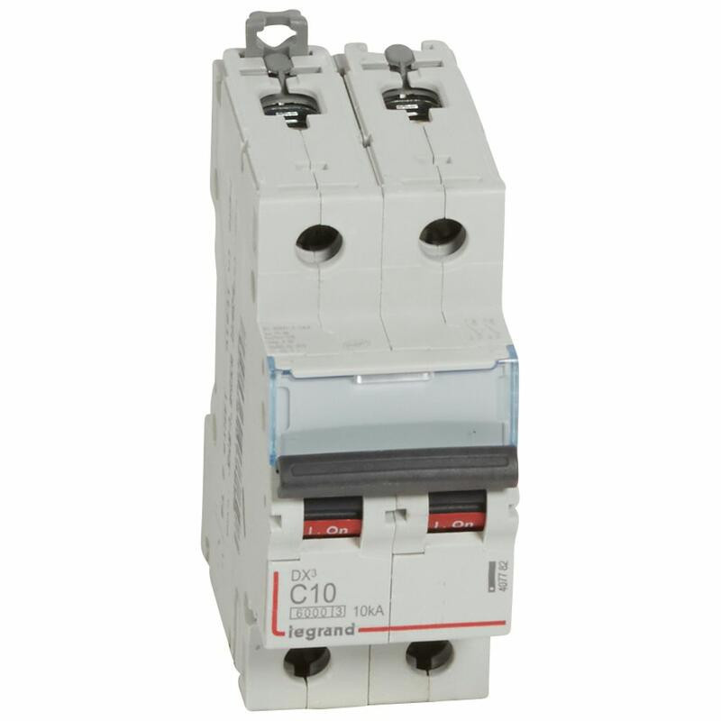 407782 Disjoncteur bipolaire 10A - 2P Courbe C - 6/10kA - À vis - Legrand DX3