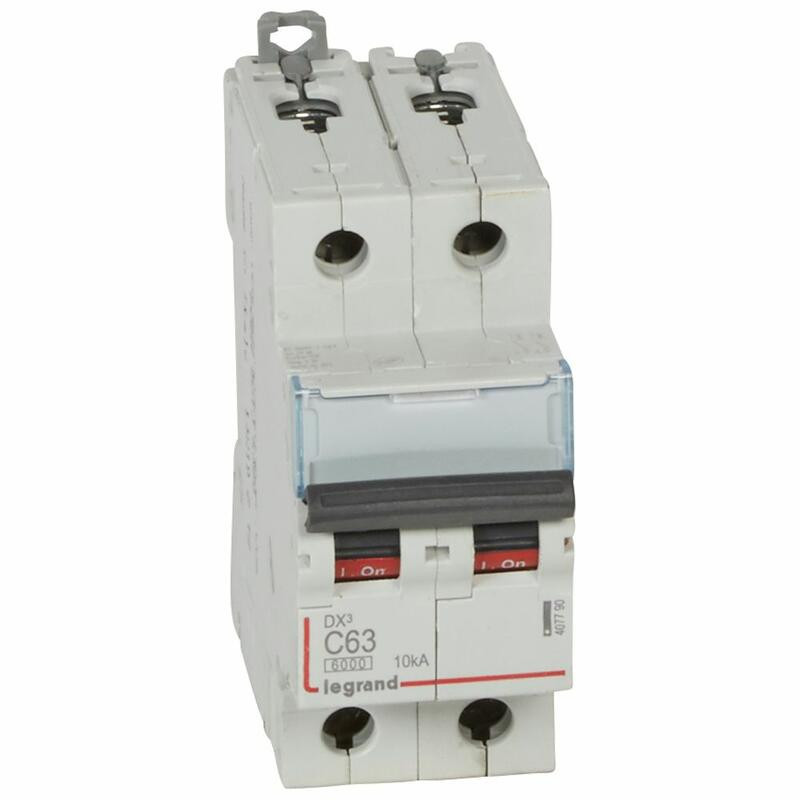 407790 Disjoncteur bipolaire 63A - 2P Courbe C - 6/10kA - À vis - Legrand DX3