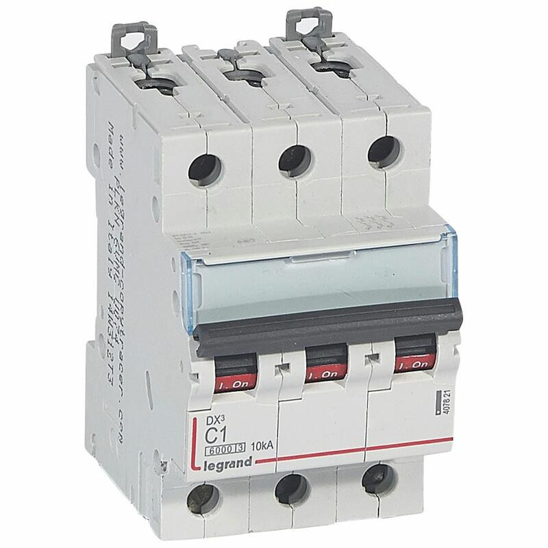 407821 Disjoncteur tripolaire 1A - 3P Courbe C - 6/10kA - À vis - Legrand DX3