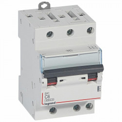 407836 Disjoncteur tripolaire 6A - 3P Courbe C - 6/10kA - À vis - Legrand DX3