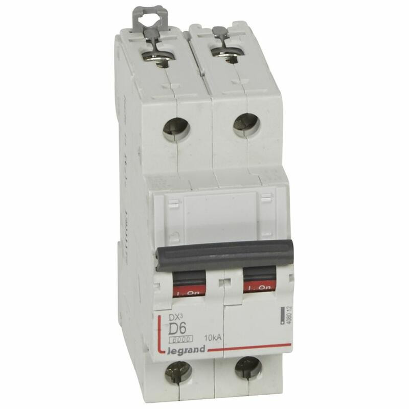 408012 Disjoncteur bipolaire 6A - 2P Courbe D - 6/10kA - À vis - Legrand DX3