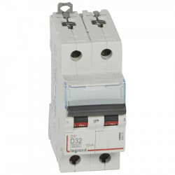 408018 Disjoncteur bipolaire 32A - 2P Courbe D - 6/10kA - À vis - Legrand DX3