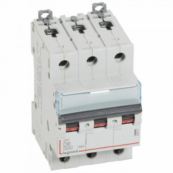 408057 Disjoncteur tripolaire 6A - 3P Courbe D - 6/10kA - À vis - Legrand DX3
