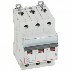 408065 Disjoncteur tripolaire 63A - 3P Courbe D - 6/10kA - À vis - Legrand DX3