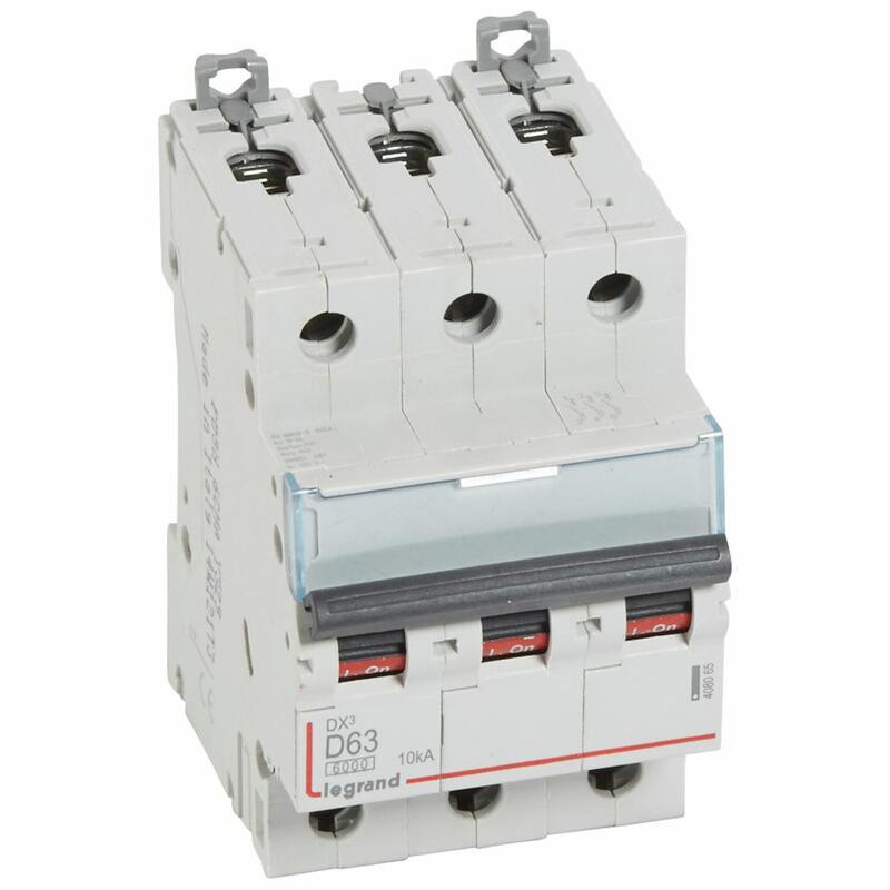 408065 Disjoncteur tripolaire 63A - 3P Courbe D - 6/10kA - À vis - Legrand DX3