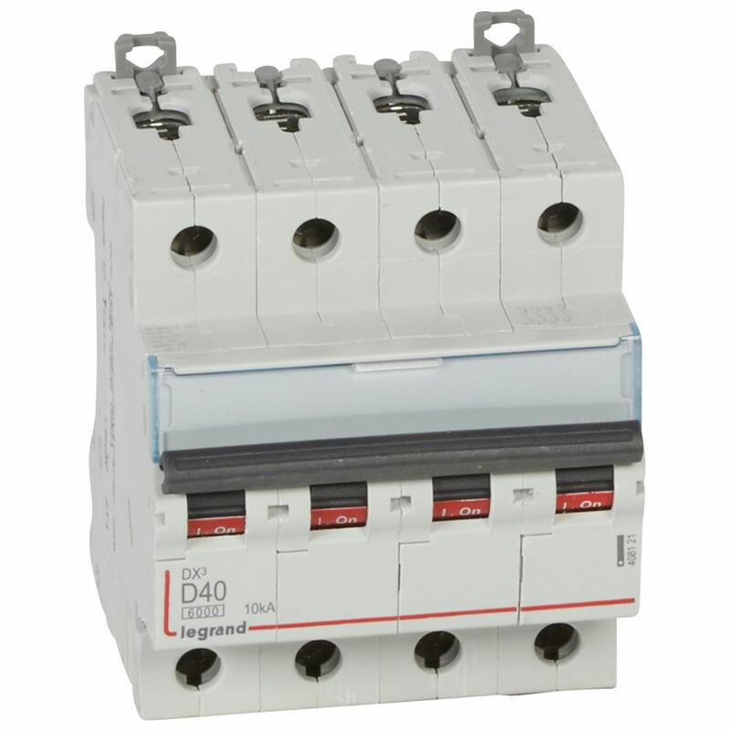 408121 Disjoncteur tétrapolaire 40A - 4P Courbe D - 6/10kA - À vis - Legrand DX3