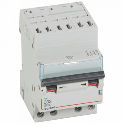 408136 Disjoncteur tétrapolaire 32A - 4P Courbe D - 6/10kA - Automatique et vis - Legrand DX3