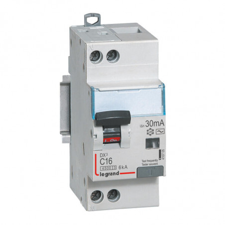 410705 Legrand  Disjoncteur différentiel 16A type AC 30mA - courbe C - DX³4500 1P+N
