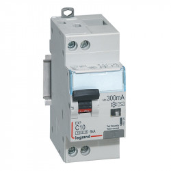 410724 Legrand  Disjoncteur différentiel 10A type AC 300mA - courbe C - DX³4500 1P+N