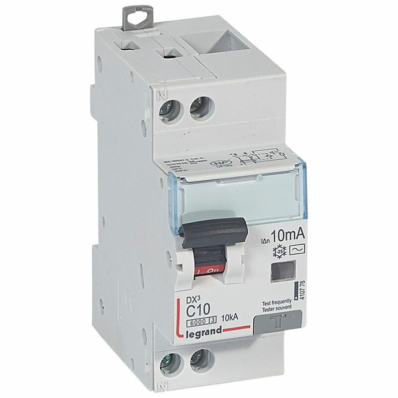 410778 Legrand  Disjoncteur différentiel  10A - type AC 10mA 1P+N DX³6000 10kA