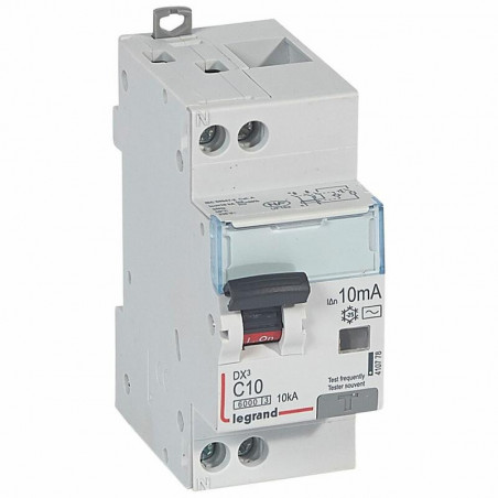 410778 Legrand  Disjoncteur différentiel  10A - type AC 10mA 1P+N DX³6000 10kA