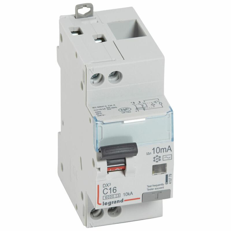 410779 Legrand  Disjoncteur différentiel  16A - type AC 10mA 1P+N DX³6000 10kA