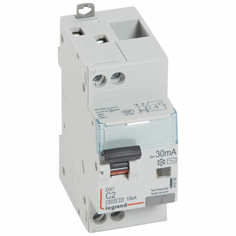 410782 Legrand  Disjoncteur différentiel  2A 30mA type AC 1P+N DX³6000 10kA