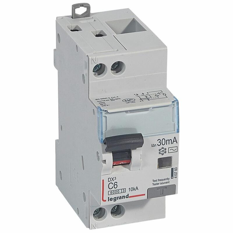410783 Legrand  Disjoncteur différentiel  6A 30mA type AC 1P+N DX³6000 10kA