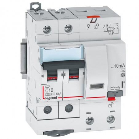 411149 Legrand  Disjoncteur différentiel  10A type AC 10mA DX³6000 10kA 2P