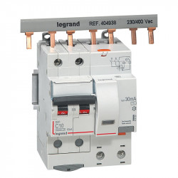 411157 Legrand  Disjoncteur différentiel  10A type AC 30mA DX³6000 10kA 2P