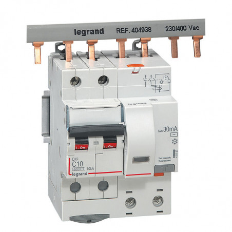 411157 Legrand  Disjoncteur différentiel  10A type AC 30mA DX³6000 10kA 2P