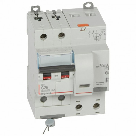 411160 Legrand  Disjoncteur différentiel  25A type AC 30mA DX³6000 10kA 2P