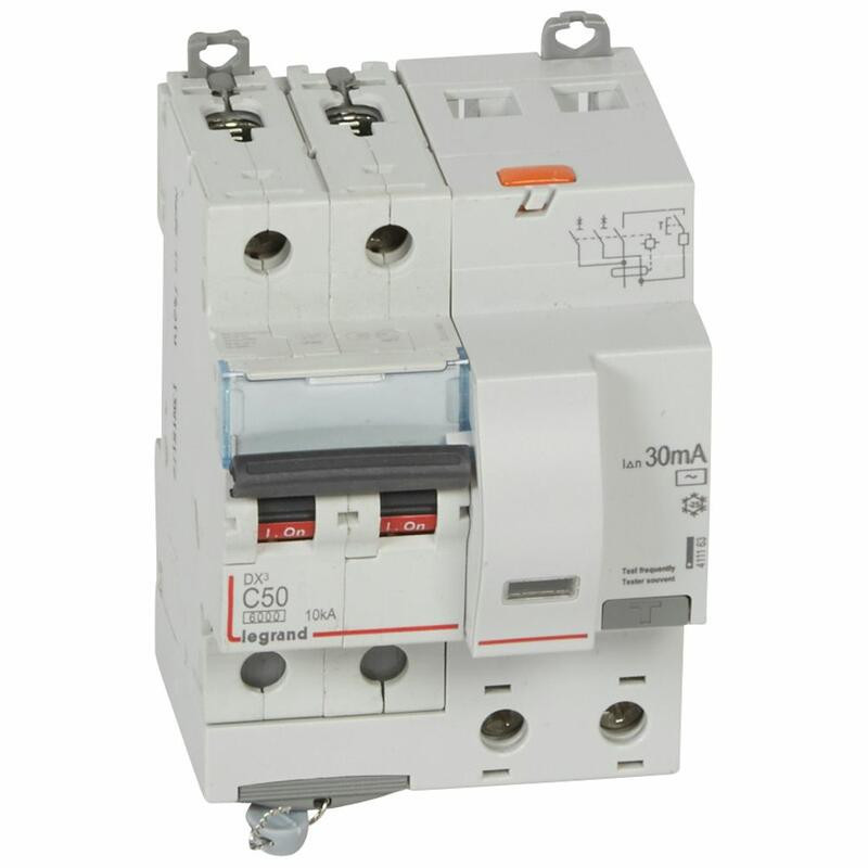 411163 Legrand  Disjoncteur différentiel  50A type AC 30mA DX³6000 10kA 2P