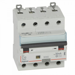 411185 Legrand  Disjoncteur différentiel tétrapolaire 10A 30mA type AC - DX³6000 10kA 4P