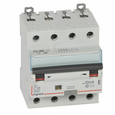 411185 Legrand  Disjoncteur différentiel tétrapolaire 10A 30mA type AC - DX³6000 10kA 4P