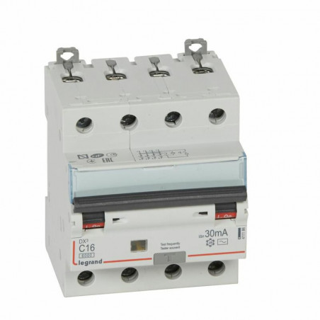 411186 Legrand  Disjoncteur différentiel tétrapolaire 16A 30mA type AC - DX³6000 10kA 4P