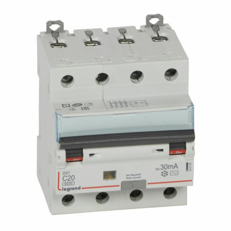 411187 Legrand  Disjoncteur différentiel tétrapolaire 20A 30mA type AC - DX³6000 10kA 4P