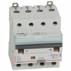 411204 Legrand  Disjoncteur différentiel tétrapolaire 10A 300mA type AC - DX³6000 10kA 4P