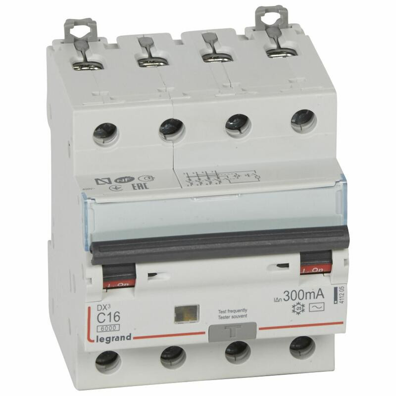 411205 Legrand  Disjoncteur différentiel tétrapolaire 16A 300mA type AC - DX³6000 10kA 4P