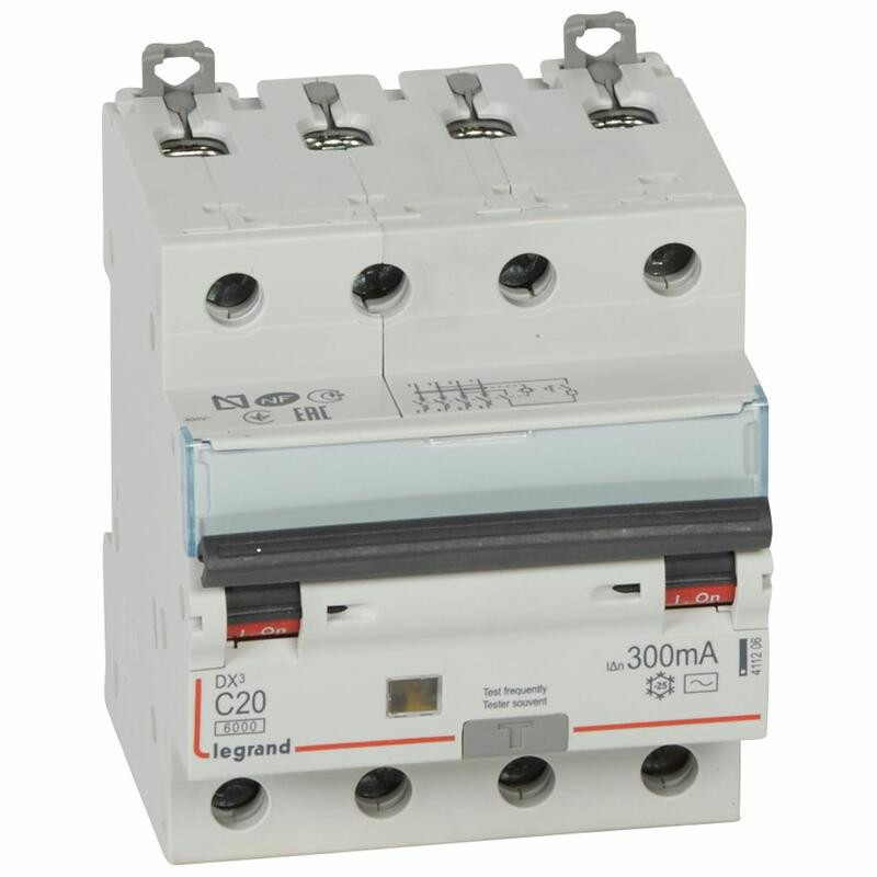 411206 Legrand  Disjoncteur différentiel tétrapolaire 20A 300mA type AC - DX³6000 10kA 4P