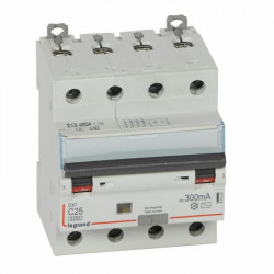 411207 Legrand  Disjoncteur différentiel tétrapolaire 25A 300mA type AC - DX³6000 10kA 4P
